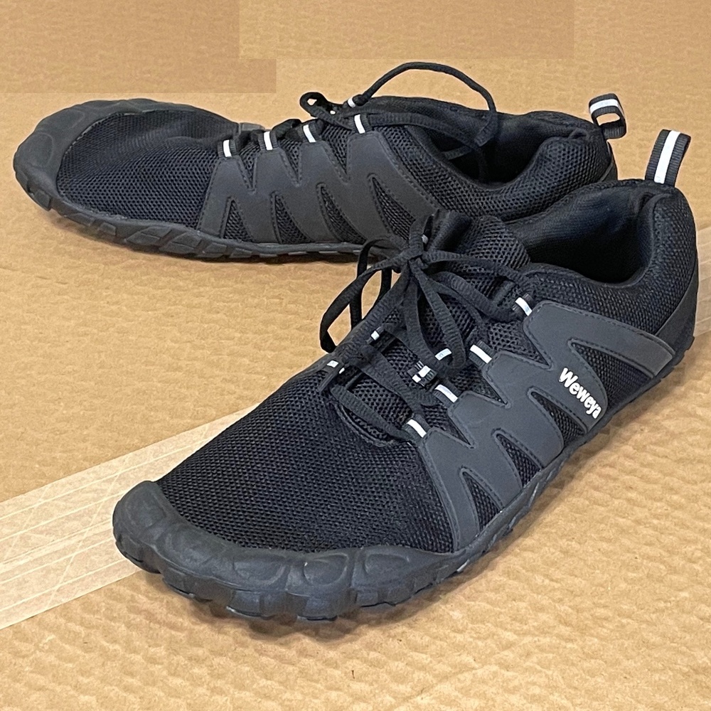 Weweya Barefoot Mens Size EU 48 Minimalist Running Cross Training Shoes Black